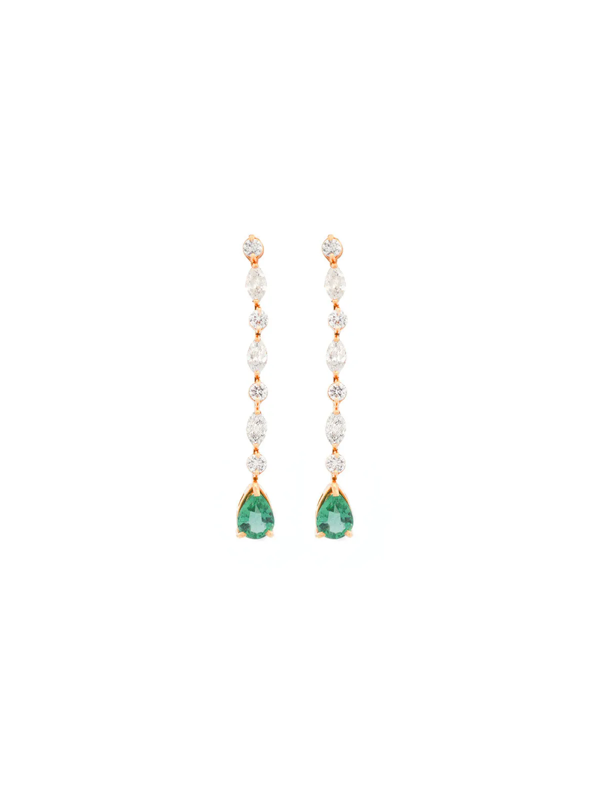1.06ct Diamond Emerald 18K Gold Dangle Drop Earrings