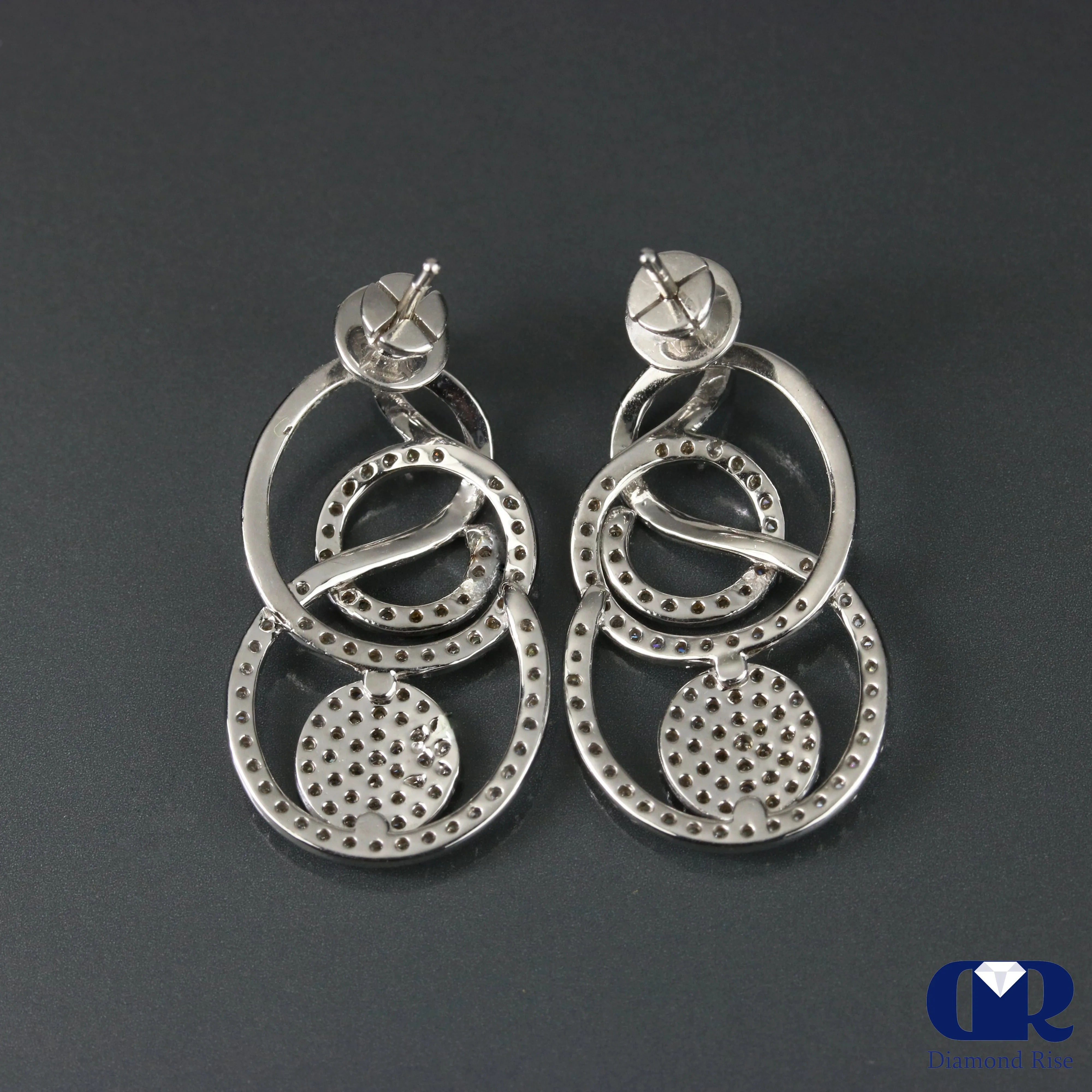 1.10 Ct Diamond Loop Drop Earrings In 14K Gold With Post