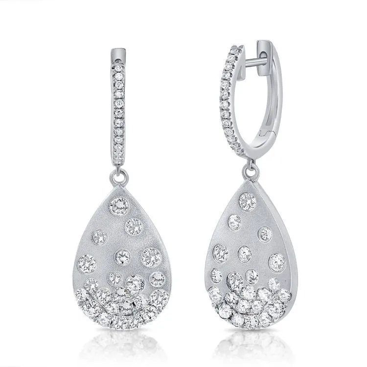 14k Gold 0.87Ct Diamond Dangle Earring with 70 Diamonds, available in White, Rose and Yellow Gold