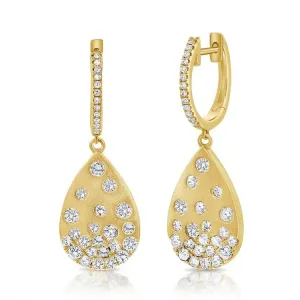 14k Gold 0.87Ct Diamond Dangle Earring with 70 Diamonds, available in White, Rose and Yellow Gold