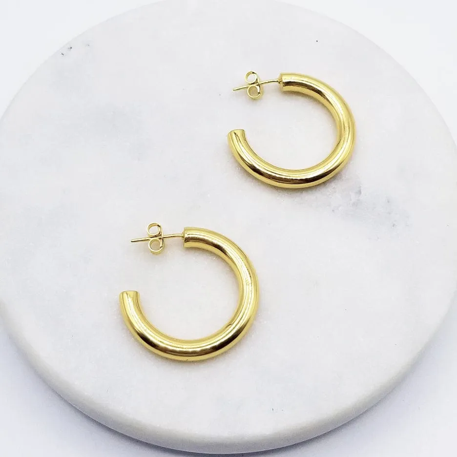 14K Gold Vermeil Fat Tube Hoop