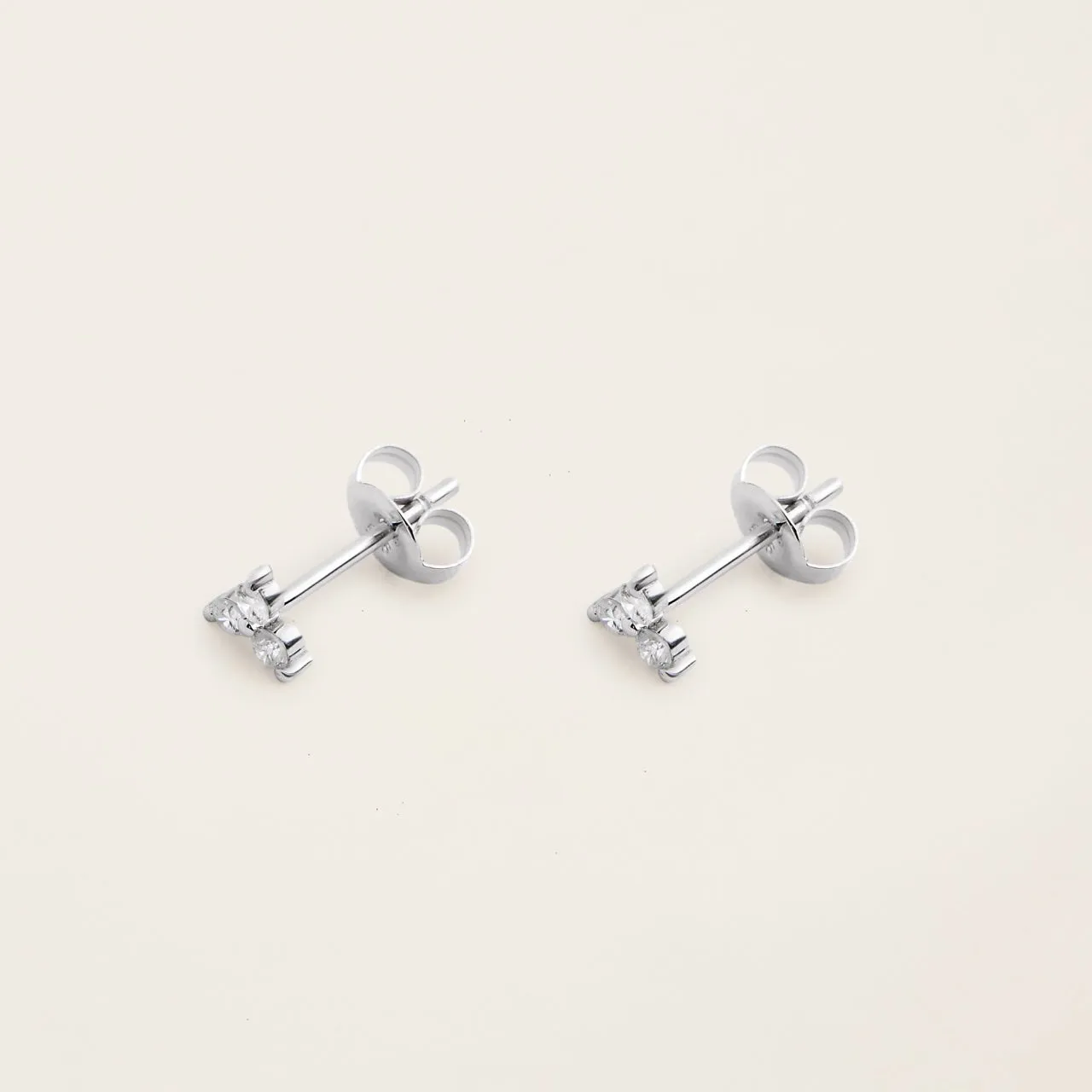 14k Solid Gold Diamond Triplet Studs