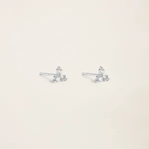 14k Solid Gold Diamond Triplet Studs