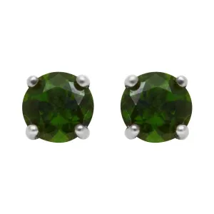 3mm, 4mm or 5mm Round Imperial Diopside Stud Earrings in Sterling Silver