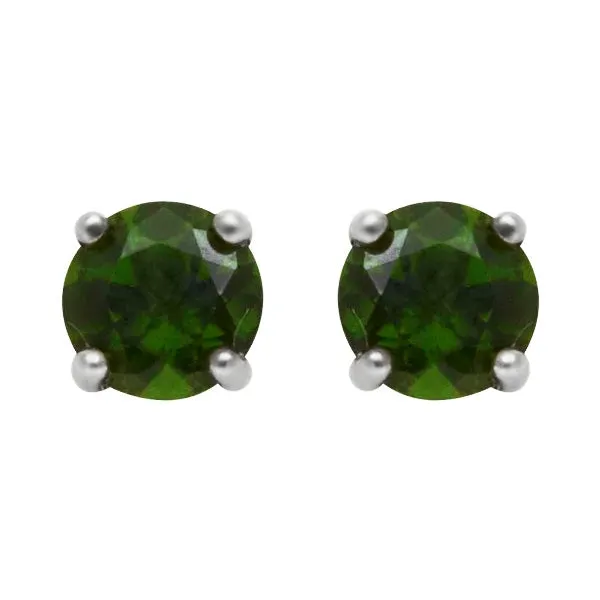3mm, 4mm or 5mm Round Imperial Diopside Stud Earrings in Sterling Silver
