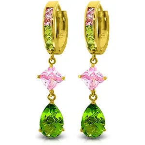 7.72 Carat 14K Solid Yellow Gold Cubic Zirconia Dangling Hoop Earrings