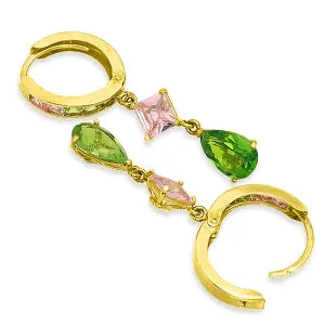 7.72 Carat 14K Solid Yellow Gold Cubic Zirconia Dangling Hoop Earrings