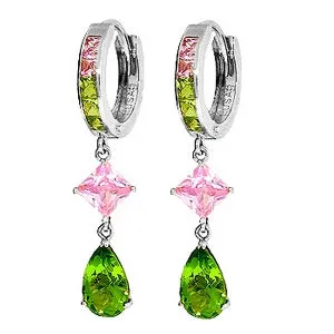 7.72 Carat 14K Solid Yellow Gold Cubic Zirconia Dangling Hoop Earrings
