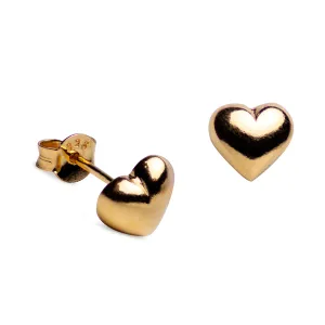 8 mm Yellow Gold Heart Earrings