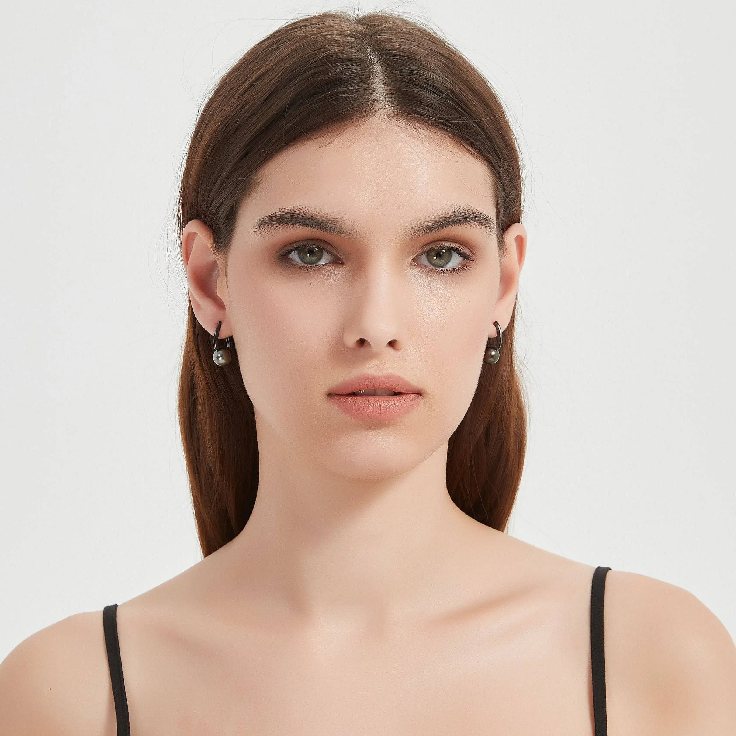 9-10mm Tahitian Pearl & Noir Elegance Barrel Earrings