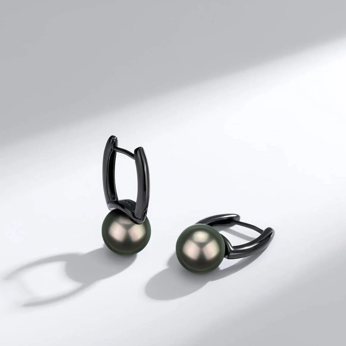 9-10mm Tahitian Pearl & Noir Elegance Barrel Earrings