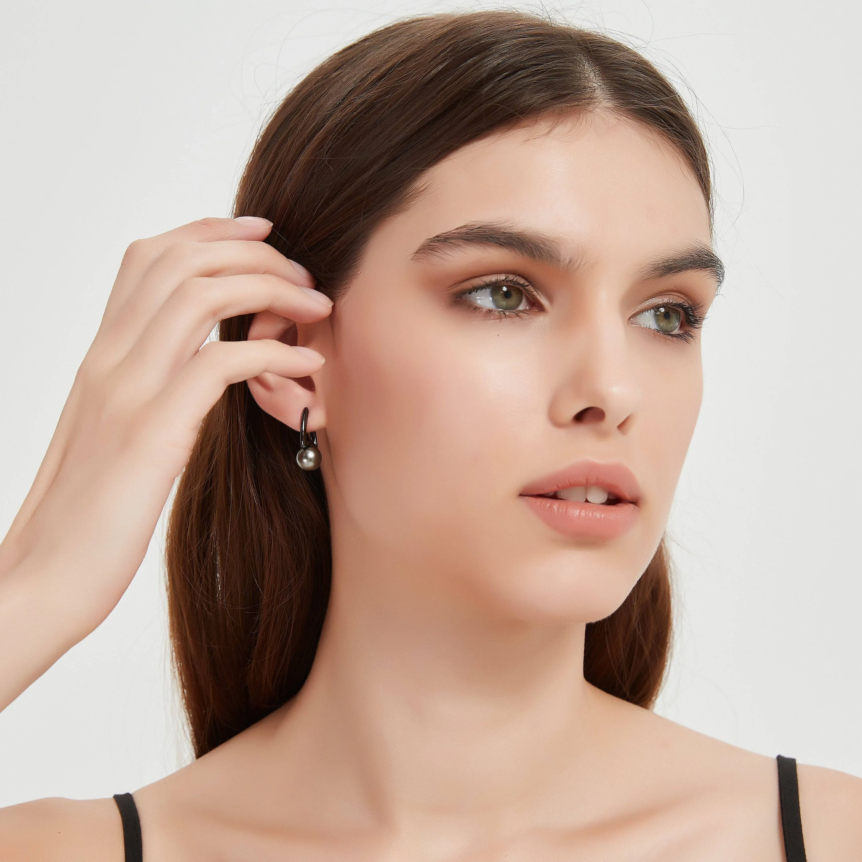 9-10mm Tahitian Pearl & Noir Elegance Barrel Earrings