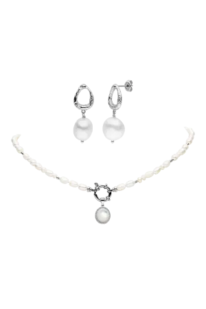 Amalfi Pearl Set Silver
