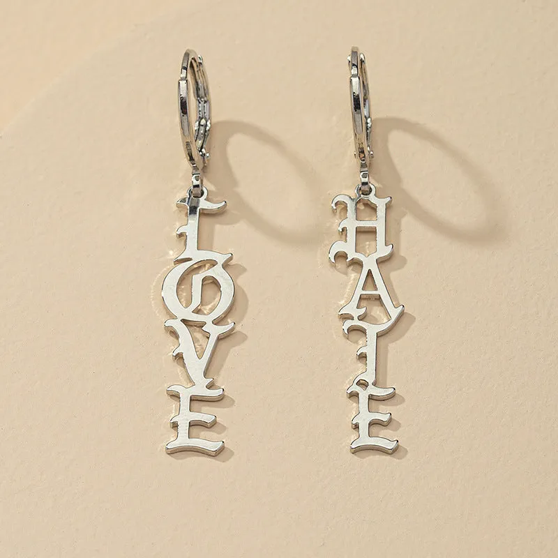 Amazon Exclusive Gold Love Hate Letter Earrings - Vienna Verve Collection
