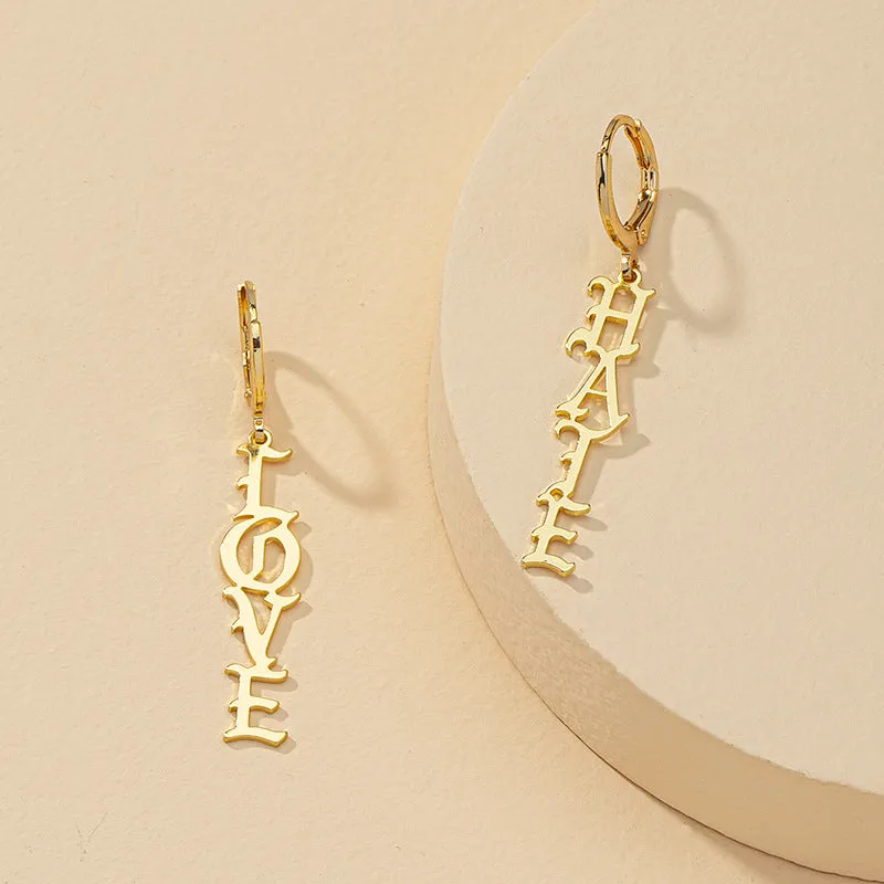 Amazon Exclusive Gold Love Hate Letter Earrings - Vienna Verve Collection