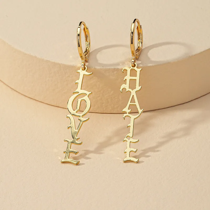 Amazon Exclusive Gold Love Hate Letter Earrings - Vienna Verve Collection
