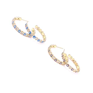 Ashley Gold Stainless Steel Gold Plated Evil Eye Hoop Earrings