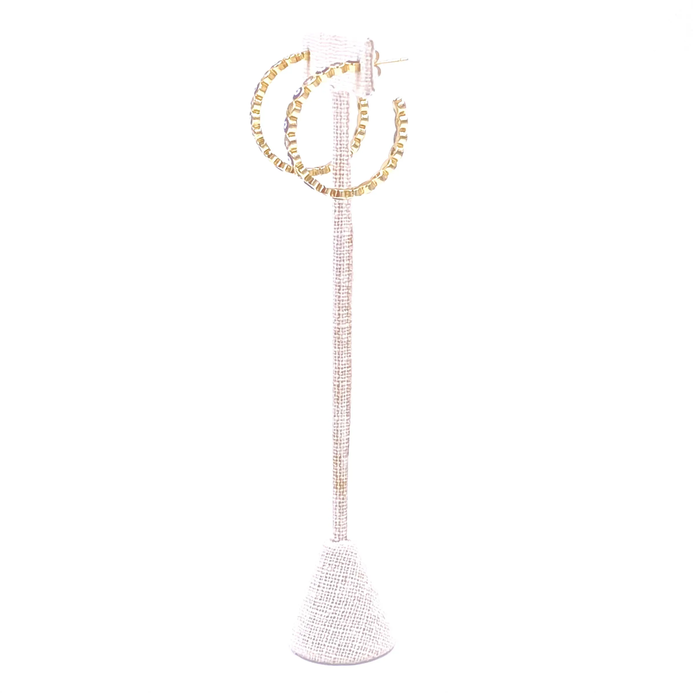 Ashley Gold Stainless Steel Gold Plated Evil Eye Hoop Earrings
