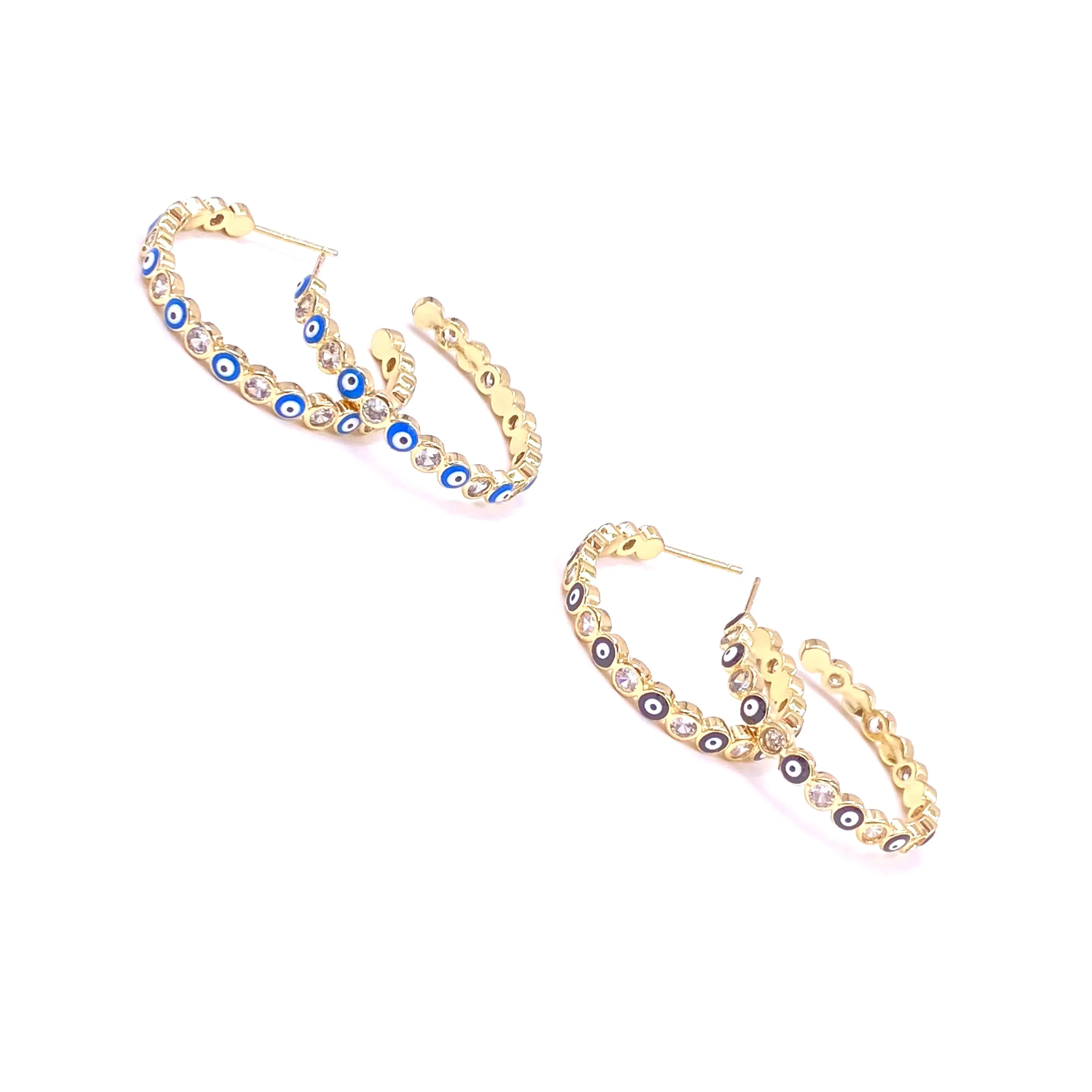Ashley Gold Stainless Steel Gold Plated Evil Eye Hoop Earrings
