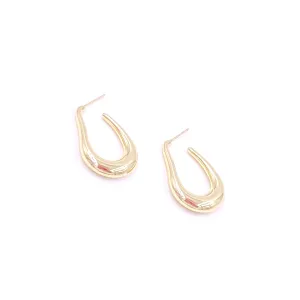 Ashley Gold Stainless Steel Gold Plated Funky Oval Design Hoop Earrings
