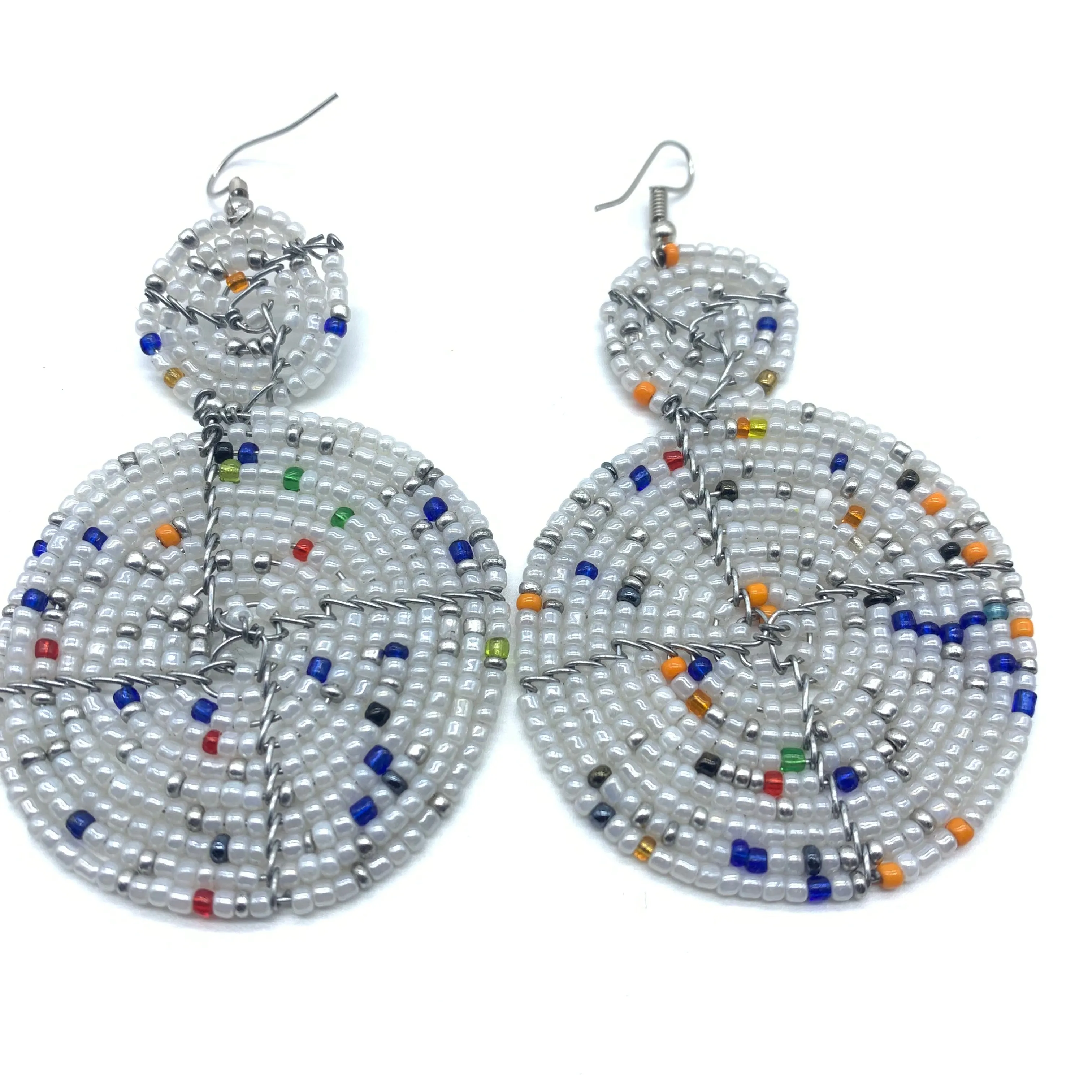 Beaded Earrings- Peal White Variation