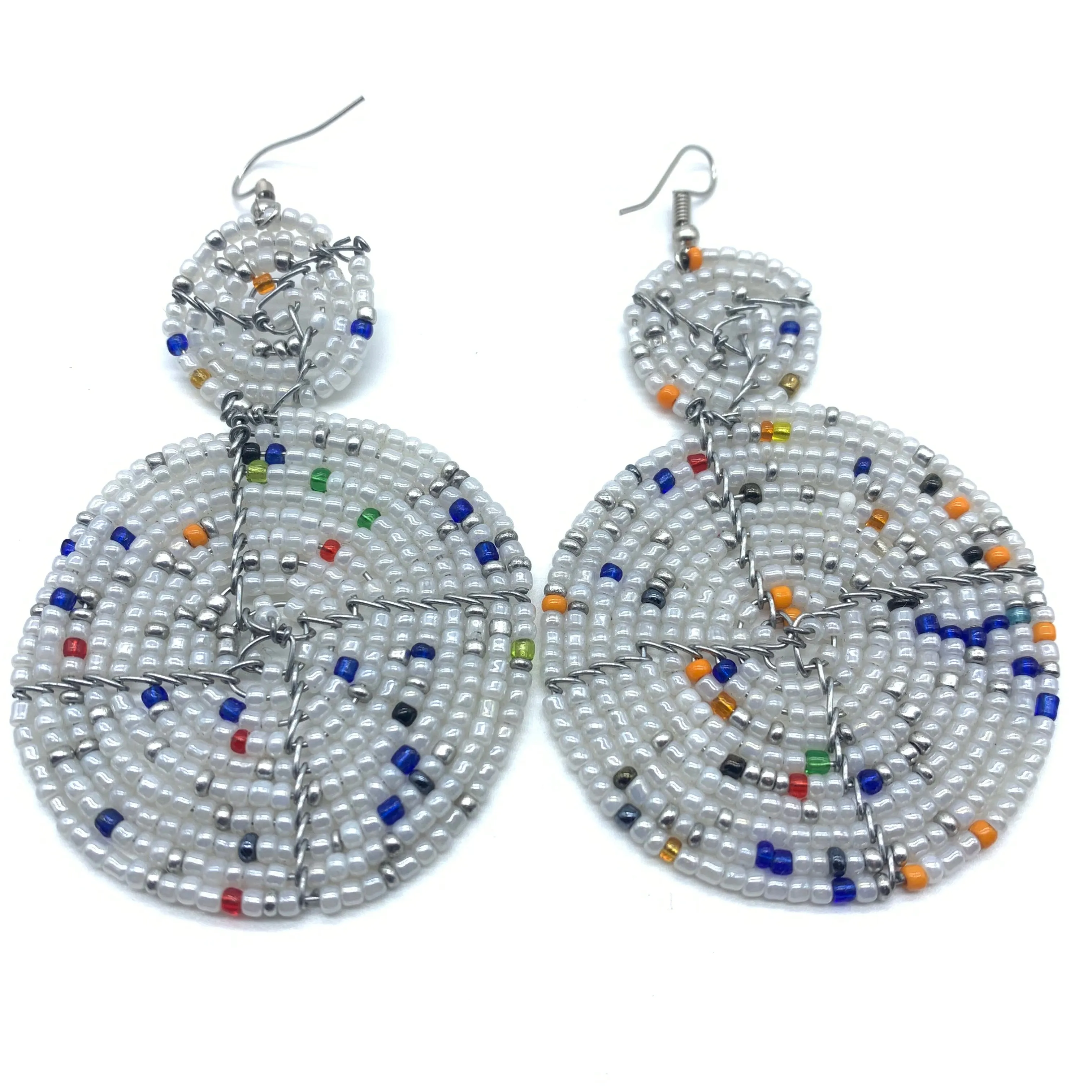 Beaded Earrings- Peal White Variation