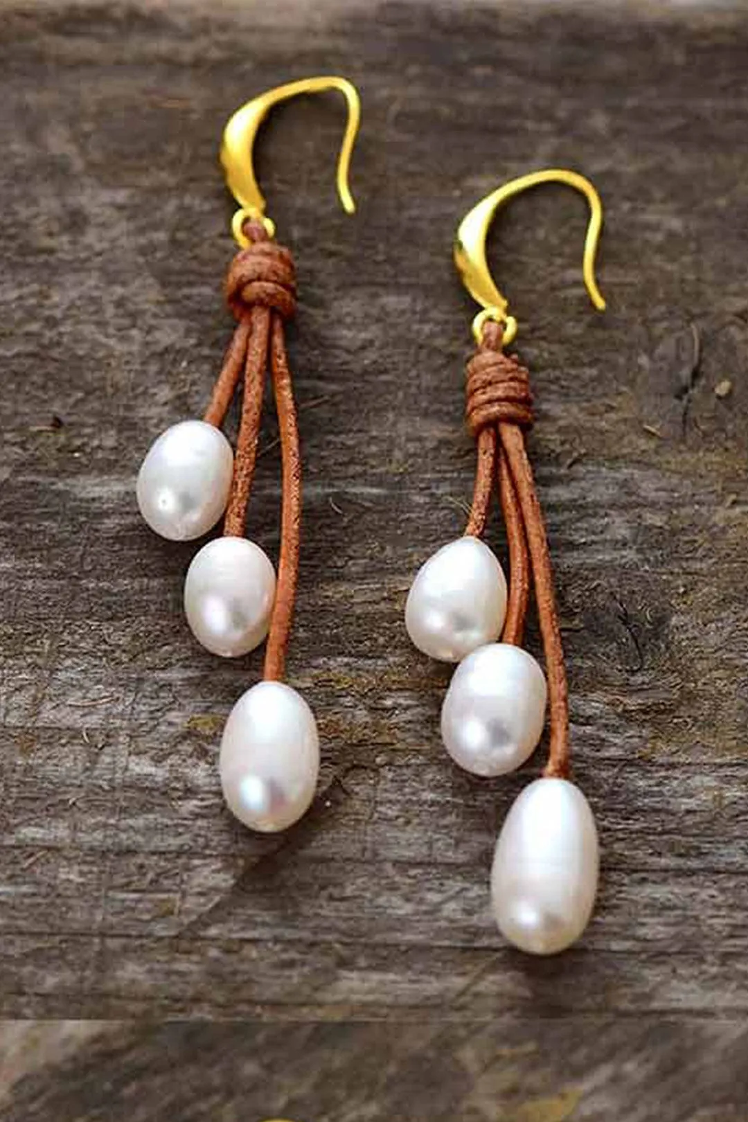 Boho Earrings, Dangle Earrings, Rope White Peal