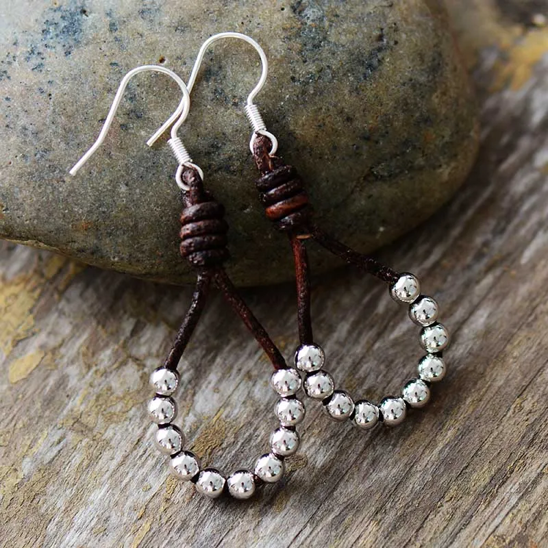 Boho Earrings, Dangle Earrings, Silver Bohemian Peal