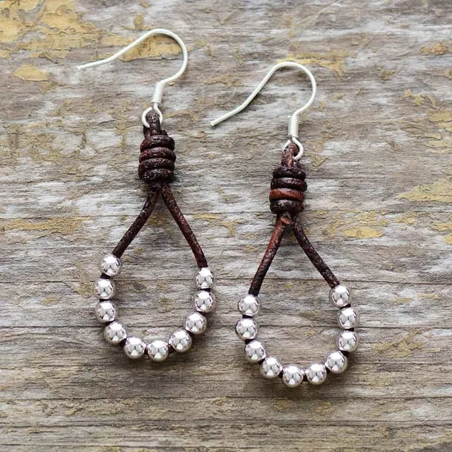 Boho Earrings, Dangle Earrings, Silver Bohemian Peal