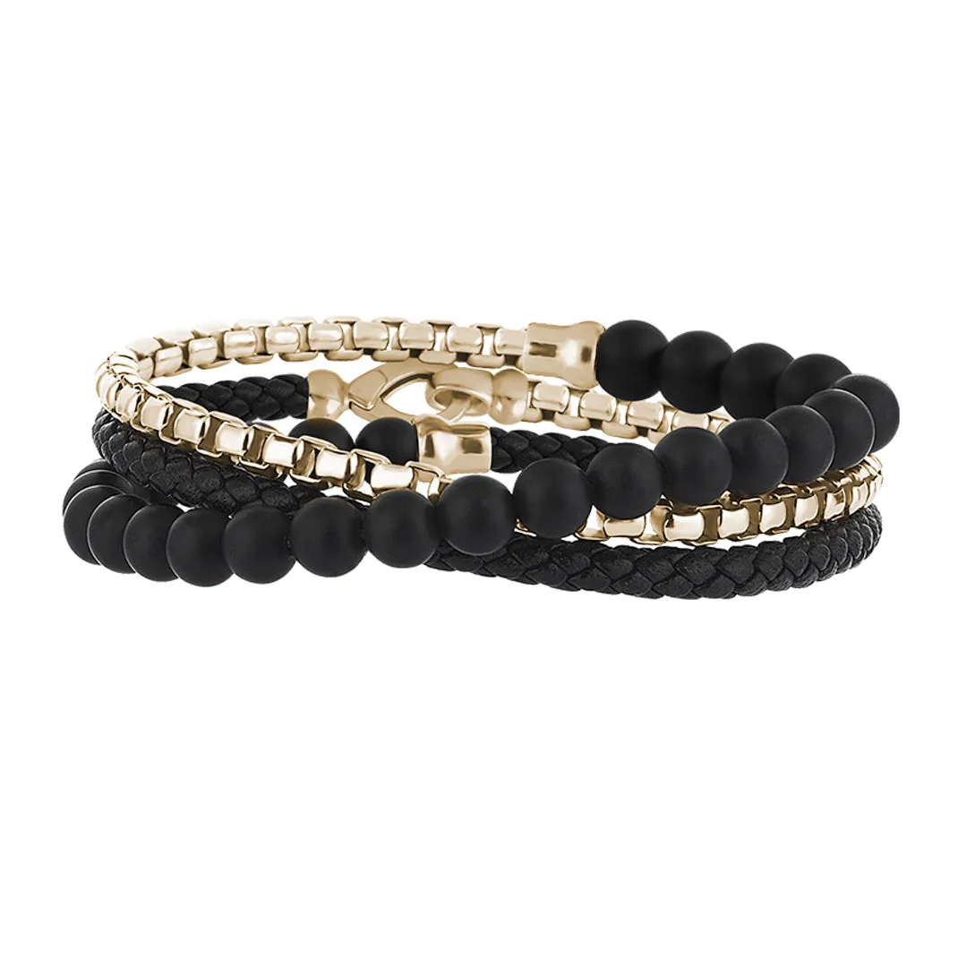 Box Chain Leather & Beaded Wrap Bracelet