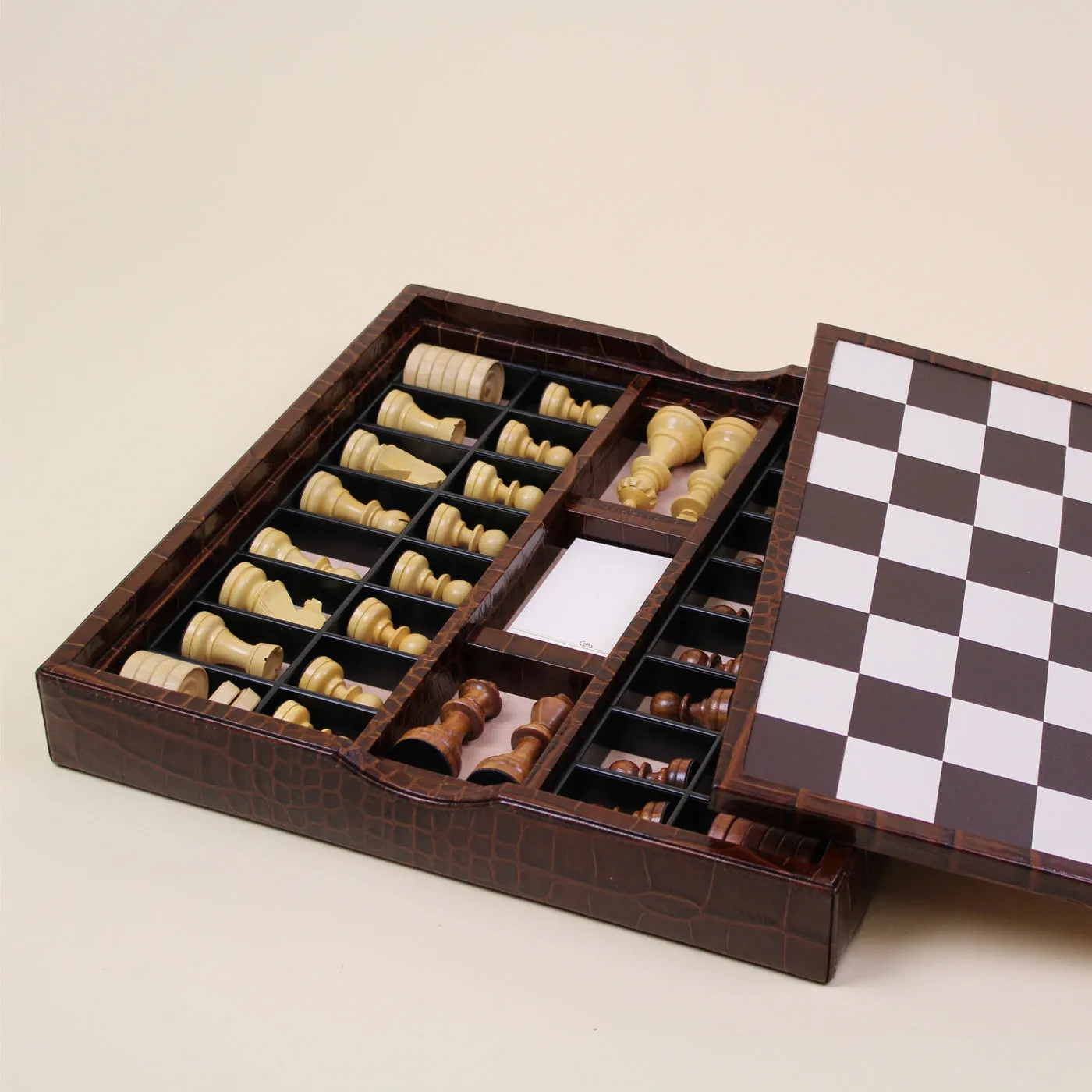 BROWN LEATHER CHESSBOARD