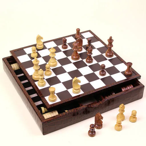 BROWN LEATHER CHESSBOARD