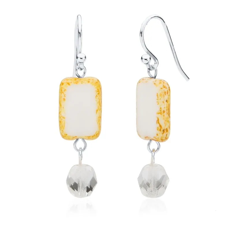 Bubble Gum Pink Glass Beaded Crystal Dangle Earrings