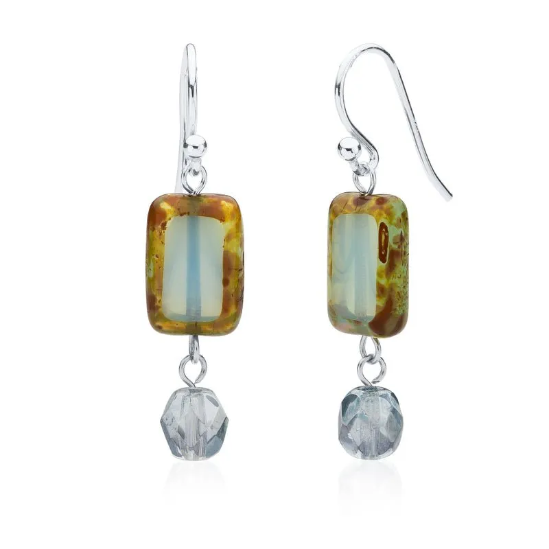 Bubble Gum Pink Glass Beaded Crystal Dangle Earrings