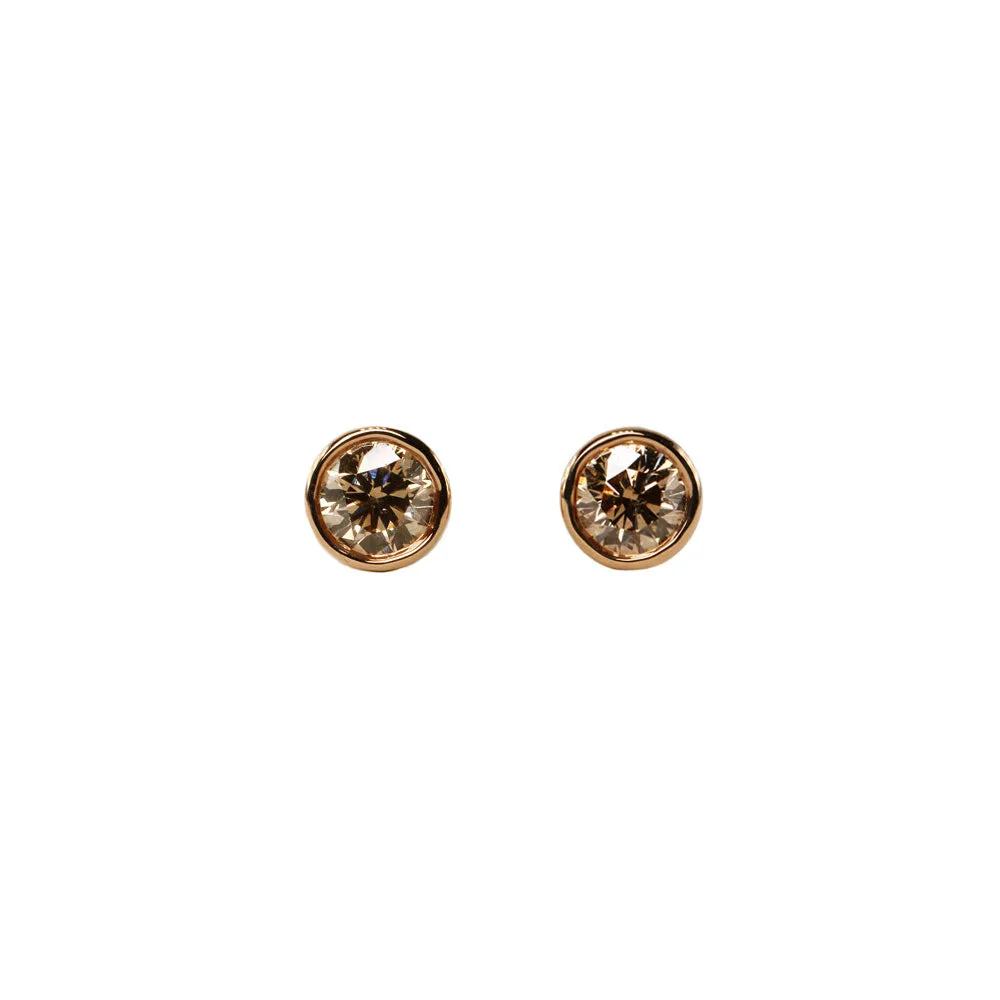 Champagne Diamond Bezel Set Earrings