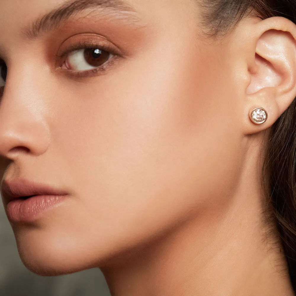 Champagne Diamond Bezel Set Earrings