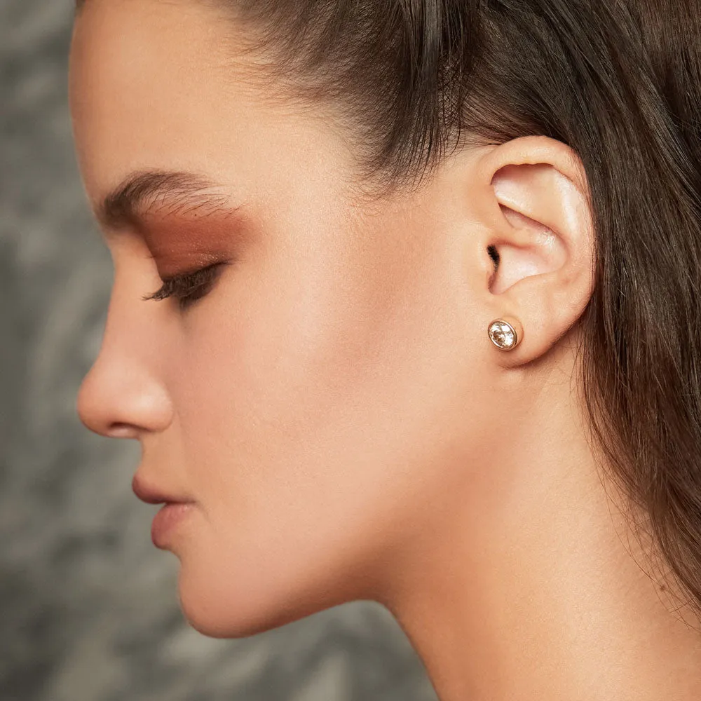Champagne Diamond Bezel Set Earrings