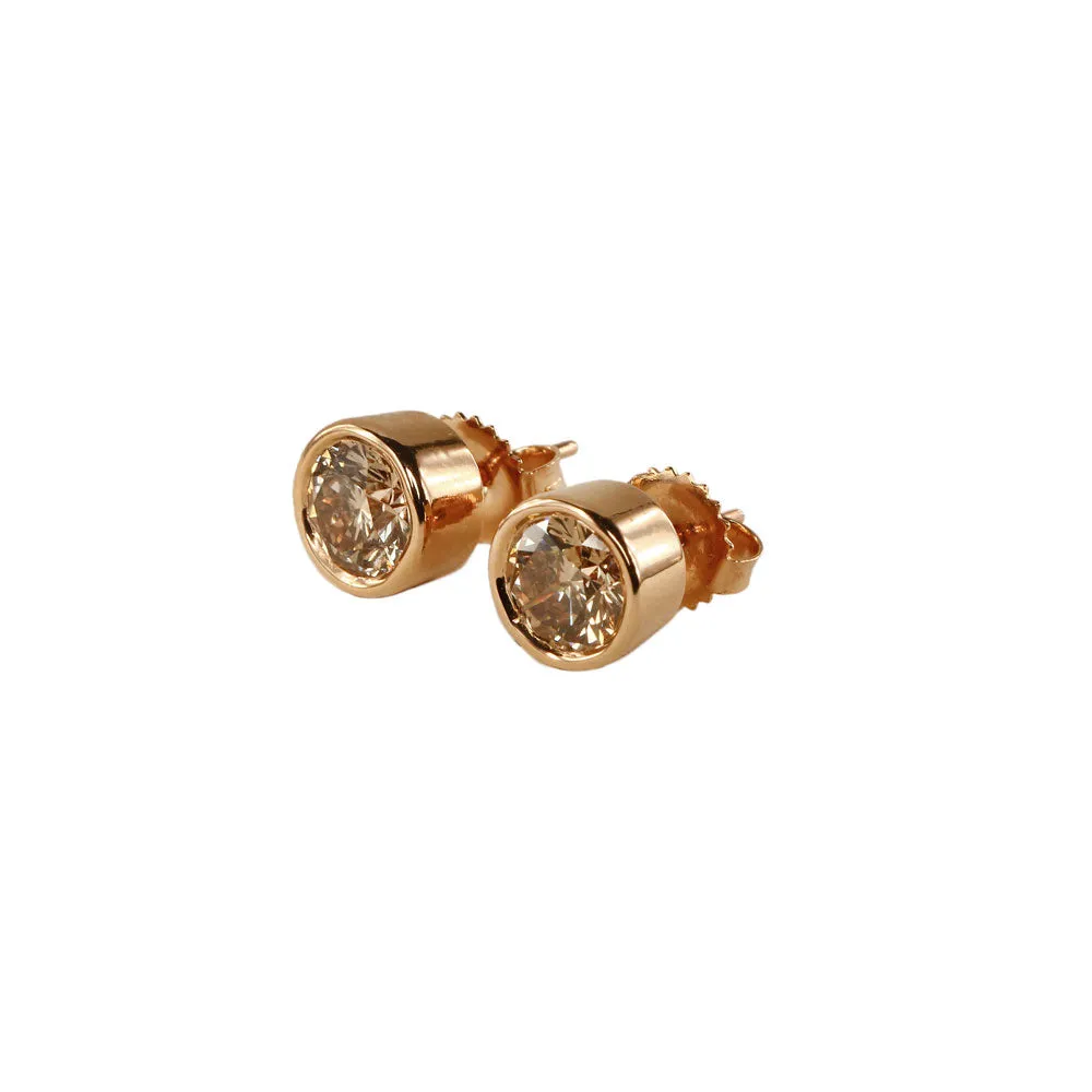 Champagne Diamond Bezel Set Earrings