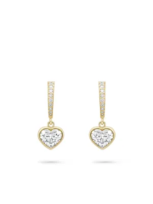 Classic Yellow Gold Heart Diamond Drop Earrings