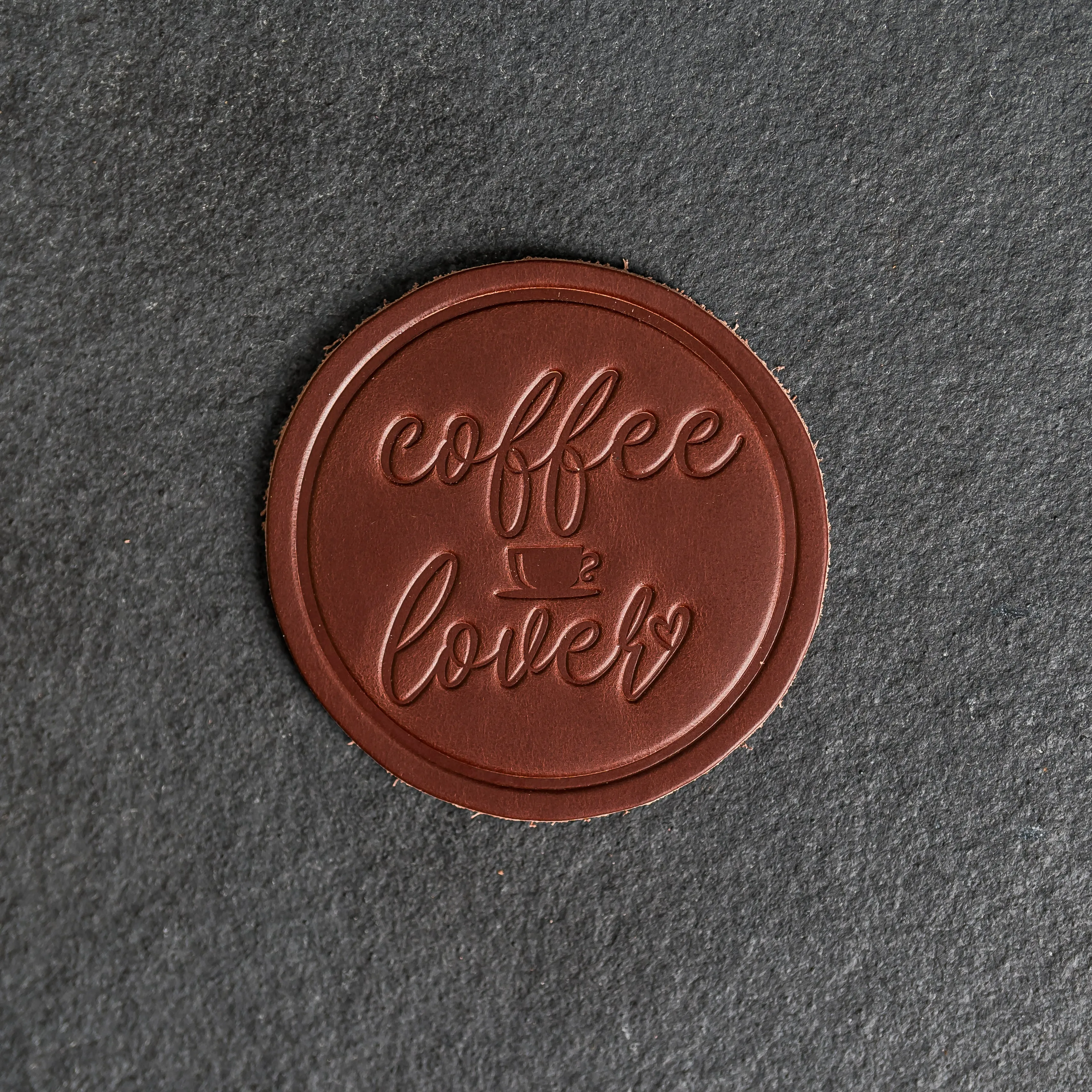 Coffee Lover Leather Coasters - 4" Round - Sold individually or as a Set of 4