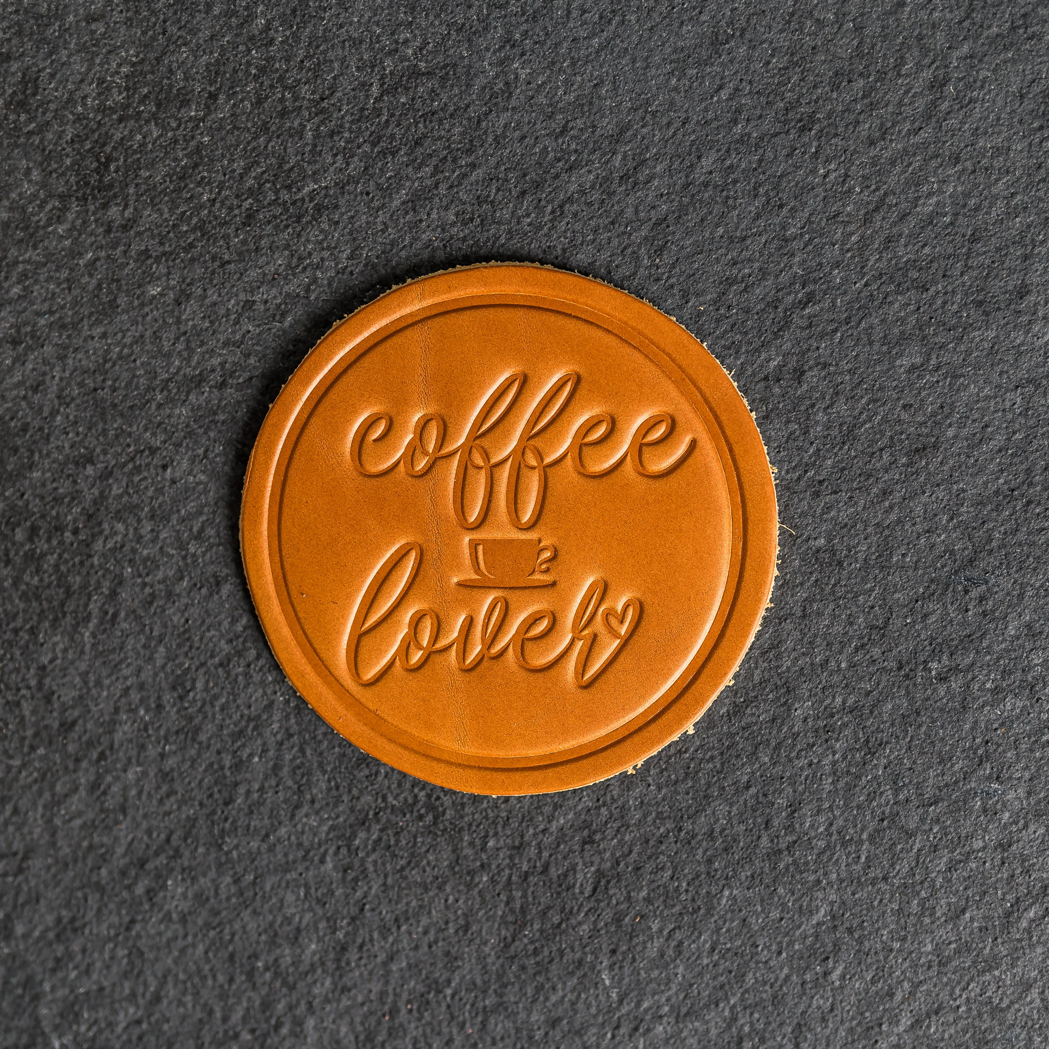 Coffee Lover Leather Coasters - 4" Round - Sold individually or as a Set of 4