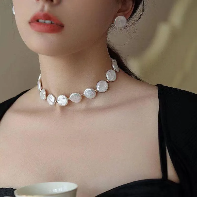 Coin Pearl Necklace Bracelet and Earrings (Purchase Individually)