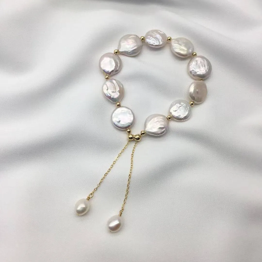 Coin Pearl Necklace Bracelet and Earrings (Purchase Individually)
