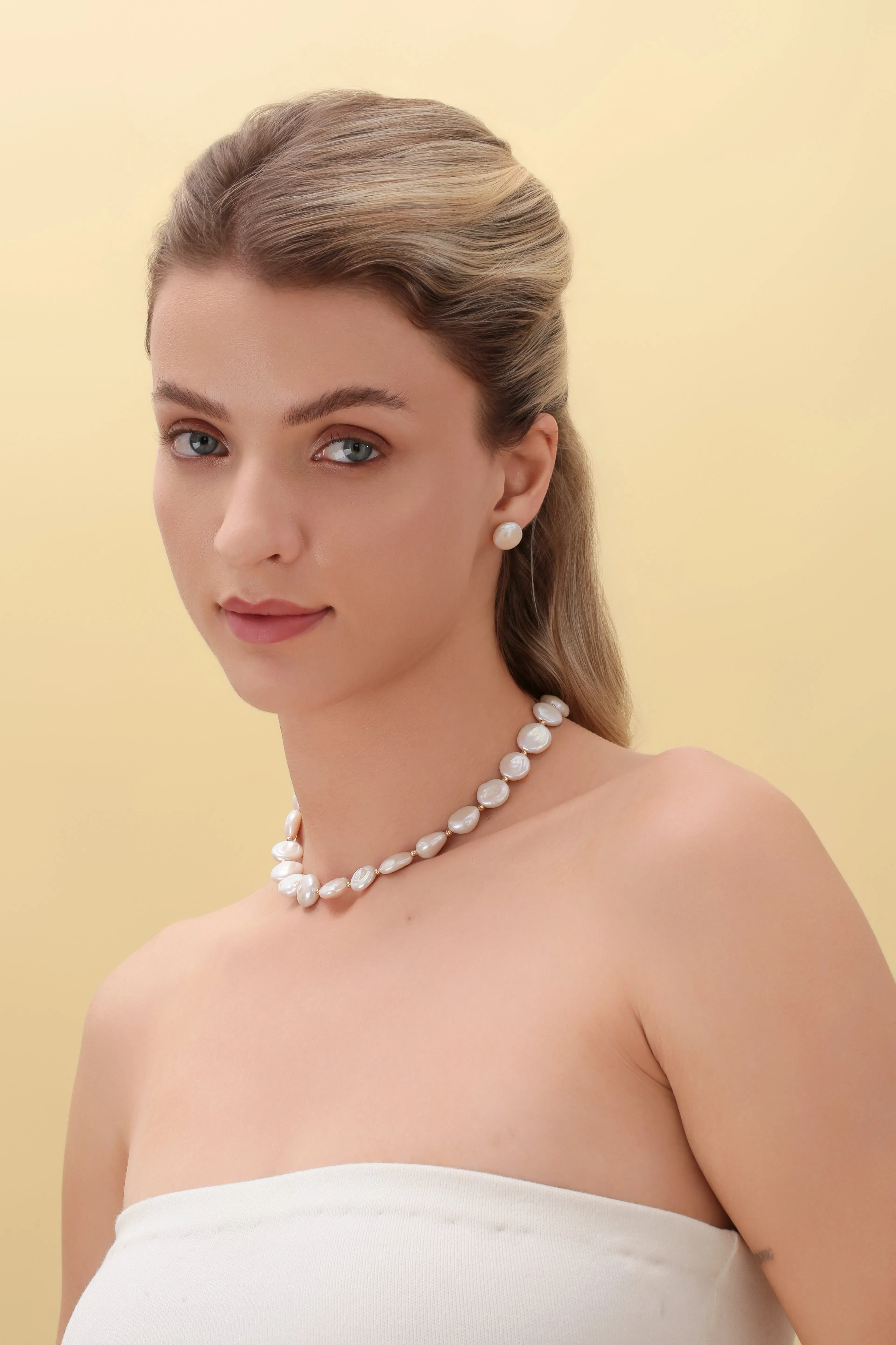 Coin Pearl Necklace Bracelet and Earrings (Purchase Individually)