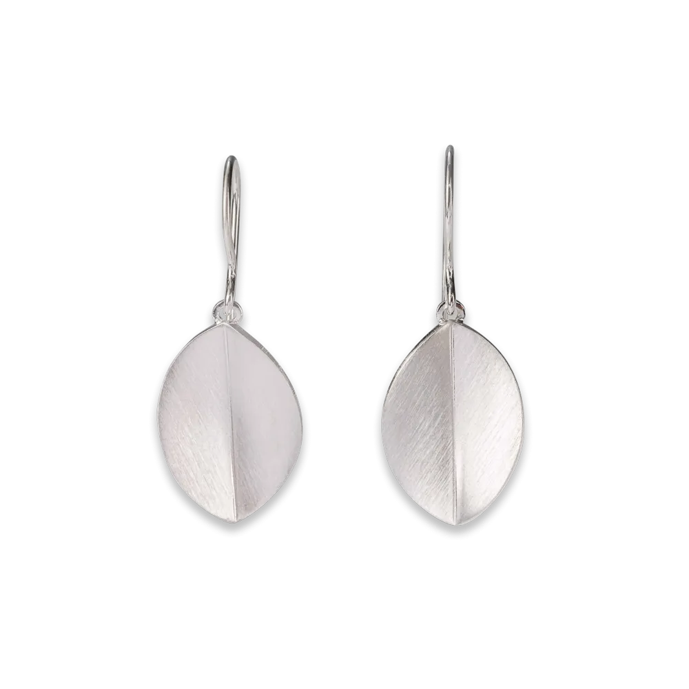 Curved Oval Leaf Earrings