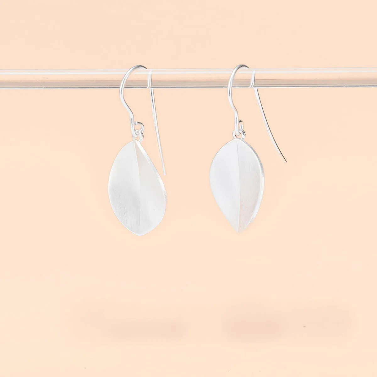 Curved Oval Leaf Earrings