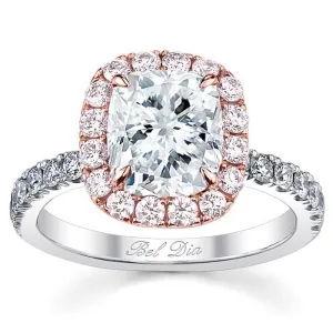 Cushion Pink Diamond Halo Engagement Ring for White Diamond