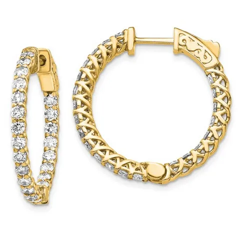 Diamond Inside Out Hoops with Trellis Design