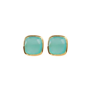 Earrings - Amie Aqua Chalcedony Stud