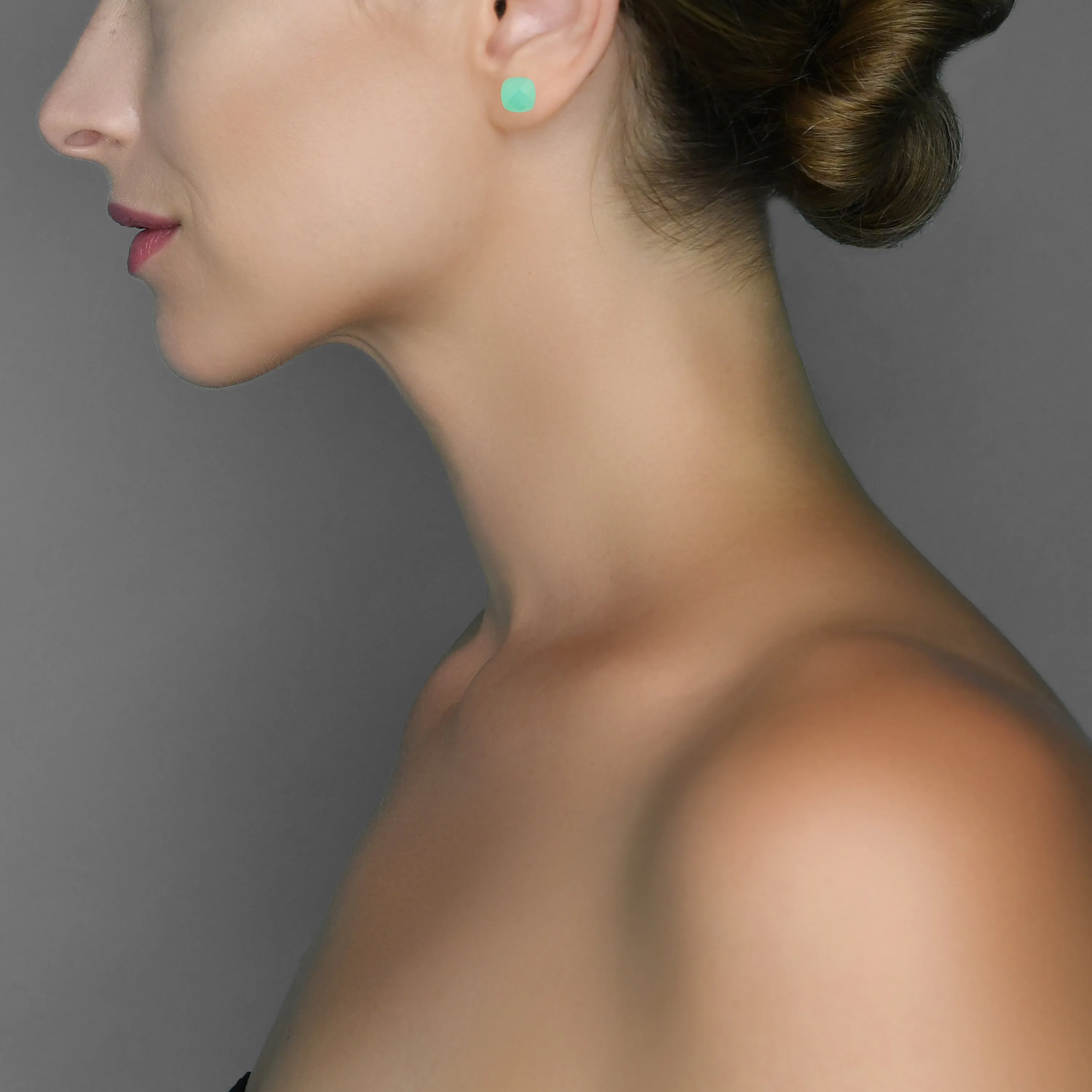 Earrings - Aqua Chalcedony Naked Stud